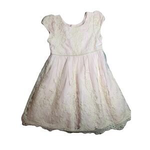 Pippa Julie Girls Pink Lace Dress Size 5 Floral Tulle Party